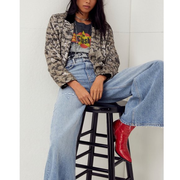 Free People Jackets & Blazers - NWT Free People Ari Sequin Cropped Blazer / Tiger